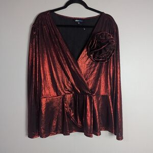 2X AliceBlue Stitch Fix Red Shimmer Rosette Top